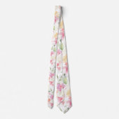 PixDezines水彩アユ赤面ピンクイエロー ネクタイ (裏面)