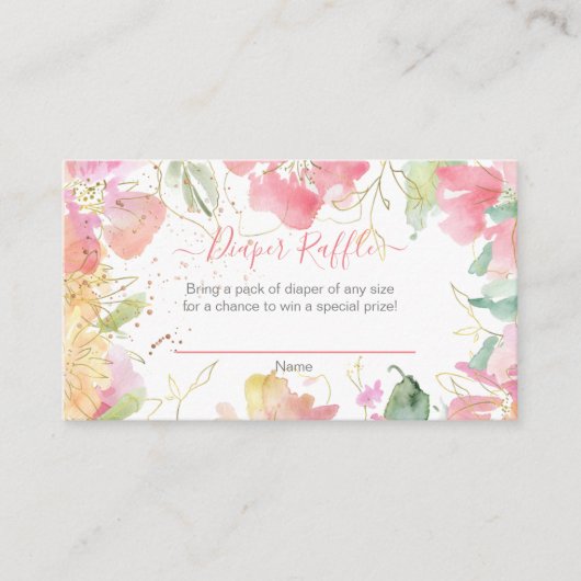 PixDezines水彩アユ、おむつラッフル エンクロージャーカード (正面)