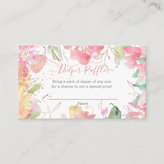 PixDezines水彩アユ、おむつラッフル エンクロージャーカード (正面)