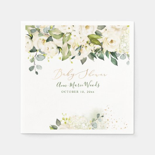 PixDezines水彩アラバスターバラベビーシャワー スタンダードカクテルナプキン (正面)