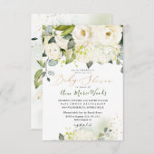 PixDezines水彩アラバスターバラベビーシャワー 招待状 (正面/裏面)