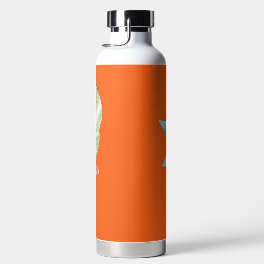PixDezines水彩オレンジシンビジウムオーキッド ウォーターボトル (右面)