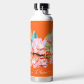 PixDezines水彩オレンジシンビジウムオーキッド ウォーターボトル (左面)