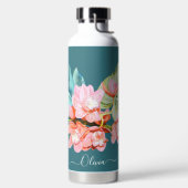 PixDezines水彩オレンジシンビジウムオーキッド ウォーターボトル (左面)