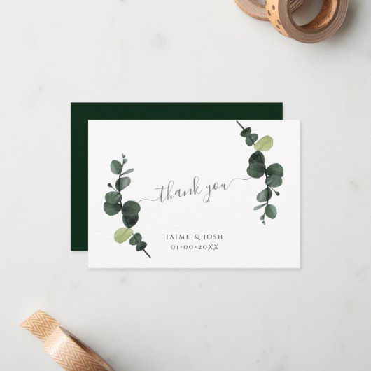 PixDezines水彩ガムユーカリ枝注 ノートカード (正面/裏面インサイチュ)