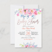 PixDezines水彩ガーデンバラベビーシャワー 招待状 (正面)