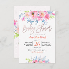 PixDezines水彩ガーデンバラベビーシャワー 招待状
