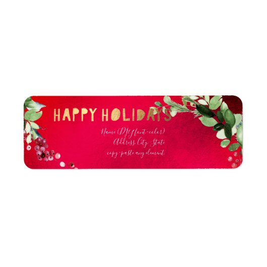 PixDezines水彩クリスマスウィンターリース ラベル (正面)