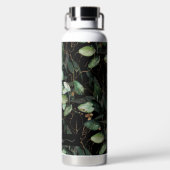 PixDezines水彩グリーン金ゴールドユーカリ ウォーターボトル (背面)