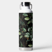 PixDezines水彩グリーン金ゴールドユーカリ ウォーターボトル (正面)