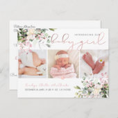 PixDezines水彩ダスティピンクユーカリ誕生 ポストカード (正面/裏面)