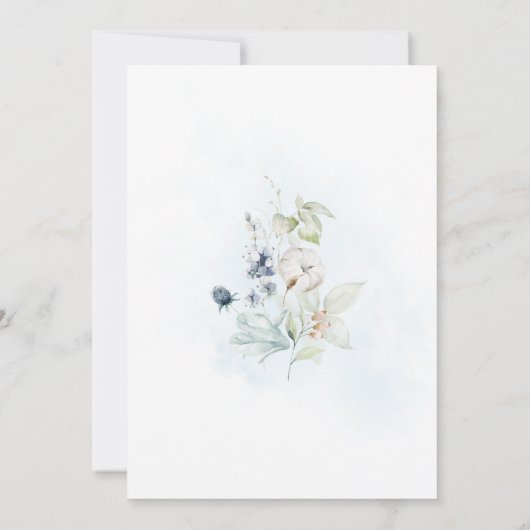 PixDezines水彩ダスティブルーウィンターコットン 招待状 (裏面)