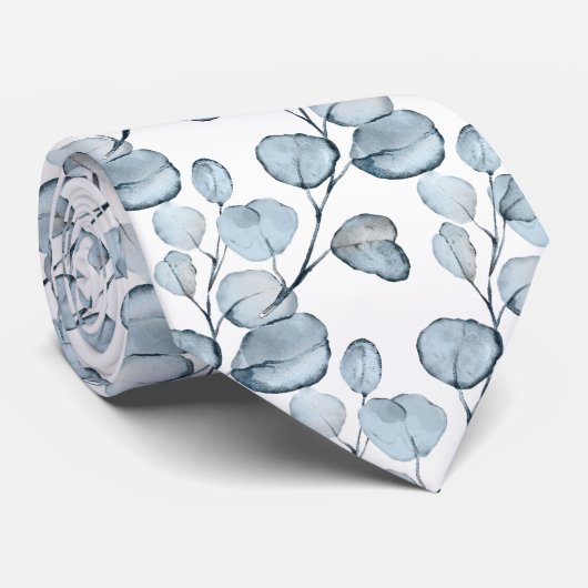 PixDezines水彩ダスティブルーガムユーカリ ネクタイ (ロール)