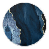 PixDezines水彩ダスティnネイビーブルーアゲート セラミックノブ (正面)