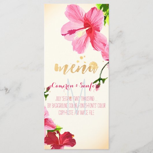 PixDezines水彩ハイビスカスメニュー/ピンク メニュー (正面)