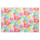 PixDezines水彩ハイビスカス/ピンク/グリーン/アクア ファブリック (ヤード)