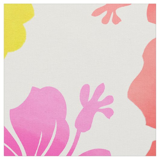 PixDezines水彩ハイビスカス/ピンク/グリーン/アクア ファブリック (クローズアップ)