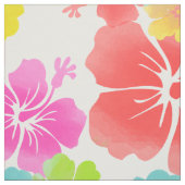 PixDezines水彩ハイビスカス/ピンク/グリーン/アクア ファブリック (見本)