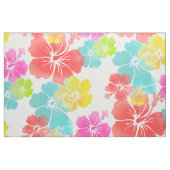 PixDezines水彩ハイビスカス/ピンク/グリーン/アクア ファブリック (ファットクウォーター)