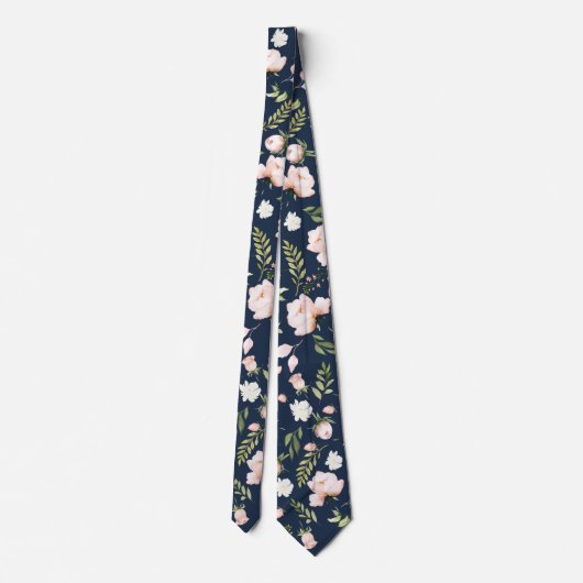 PixDezines水彩バラ赤面クリーム ネクタイ (裏面)