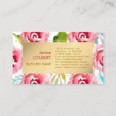 PixDezines水彩バラ/フェイク金ゴールド 名刺 (裏面)