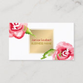 PixDezines水彩バラ/フェイク金ゴールド 名刺 (正面)