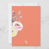 PixDezines水彩パステルバラ、イエロー+サンゴ 招待状 (裏面)