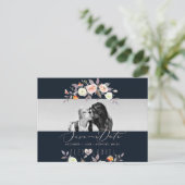 PixDezines水彩パステルバラ、日付を保存 ポストカード (スタンド正面)