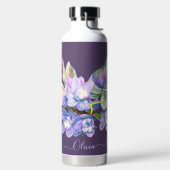 PixDezines水彩パープルシムビ淡い色のジウムラン ウォーターボトル (左面)