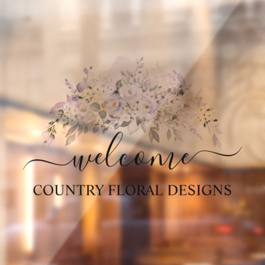 PixDezines水彩パープルバラアジサイ ウィンドウサイン (シート2)