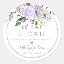 PixDezines水彩パープルバラ ラウンドシール