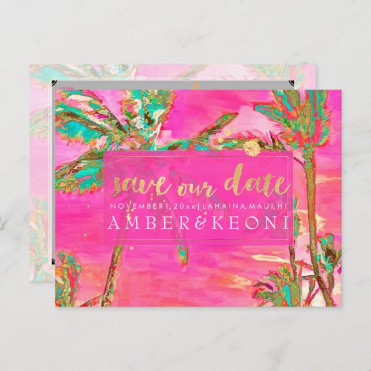 PixDezines水彩ビーチ救日写真 案内ポストカード (正面/裏面)