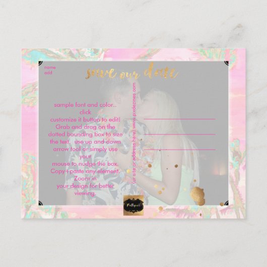 PixDezines水彩ビーチ救日写真 案内ポストカード (裏面)