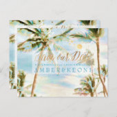 PixDezines水彩ビーチ救日写真 案内ポストカード (正面/裏面)