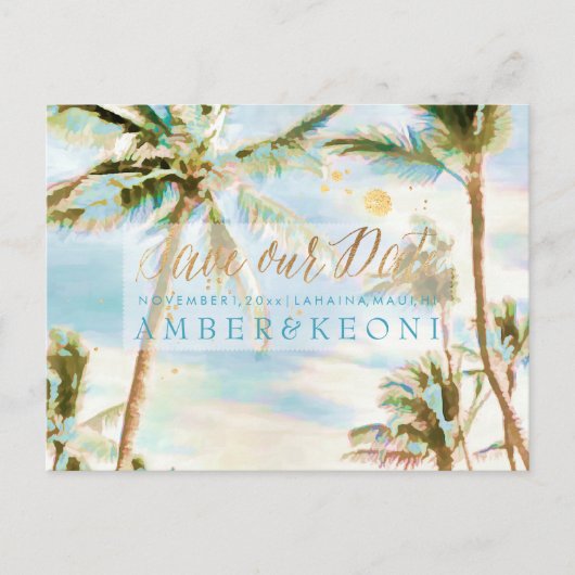 PixDezines水彩ビーチ救日写真 案内ポストカード (正面)