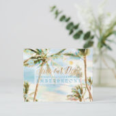 PixDezines水彩ビーチ救日写真 案内ポストカード (スタンド正面)