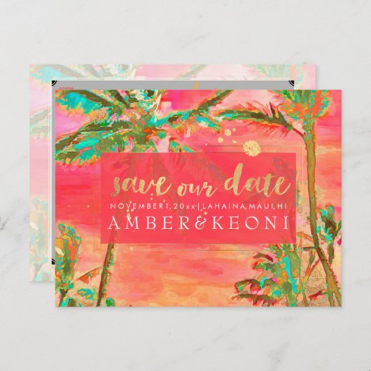 PixDezines水彩ビーチ救日写真 案内ポストカード (正面/裏面)