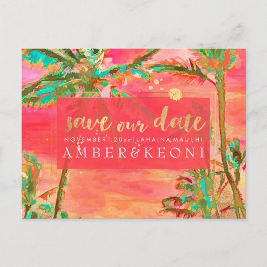 PixDezines水彩ビーチ救日写真 案内ポストカード (正面)