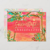 PixDezines水彩ビーチ救日写真 案内ポストカード (正面/裏面)