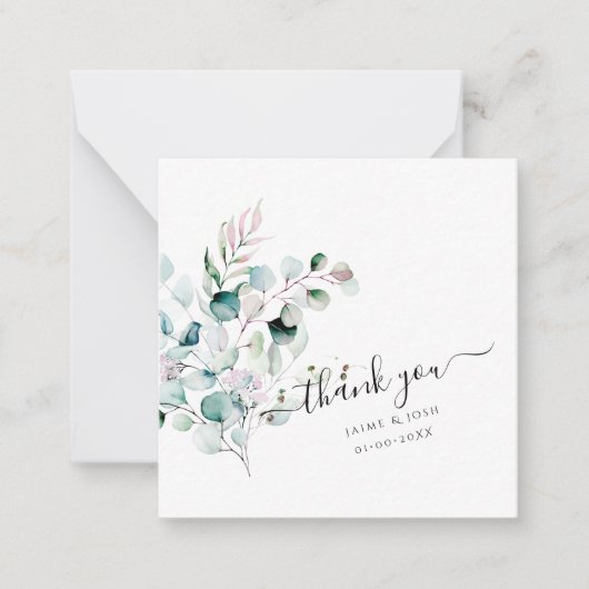 PixDezines水彩ピンクガムユーカリ注C ノートカード (正面)