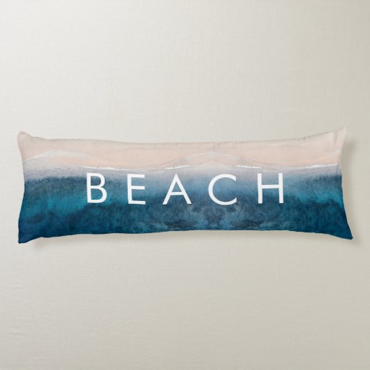 PixDezines水彩ピンクサンドビーチ ボディピロー (裏面)