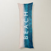 PixDezines水彩ピンクサンドビーチ ボディピロー (裏面 (縦))