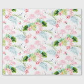 PixDezines水彩ピンクフラミンゴスベビーシャワー ラッピングペーパー (フラット)