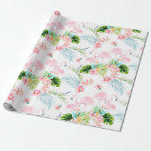 PixDezines水彩ピンクフラミンゴスベビーシャワー ラッピングペーパー (アンロールド)