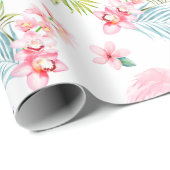 PixDezines水彩ピンクフラミンゴスベビーシャワー ラッピングペーパー (ロールコーナー)