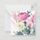 PixDezines水彩ピンクランクルスありがとう ノートカード (裏面)