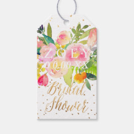 PixDezines水彩フローラブライダルシャワー ギフトタグ