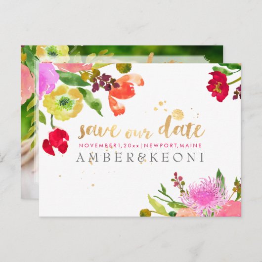 PixDezines水彩フローラ写真を保存 案内ポストカード (正面/裏面)