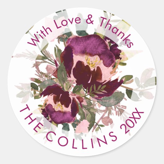 PixDezines水彩フローラ/マサラレッド/サンキュー ラウンドシール (正面)