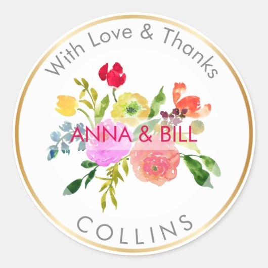 PixDezines水彩フローラ/ランヌクルス/サンキュー ラウンドシール (正面)